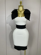 Sexy Bow Tie Black White Patchwork Bodycon Bandage Dress 2025 Women Celebrity Elegant Evening Club Party Birthday Dresses